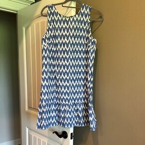 J. Crew Blue and White Sleeveless Dress